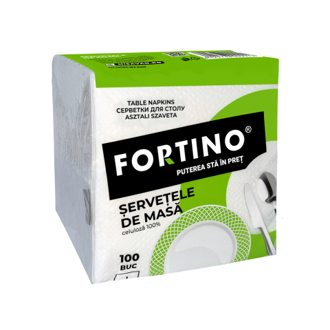 Curatenie & Intretinere - Servetele masa Fortino, alb, 1 strat, 25*25cm, 100 bucati/set