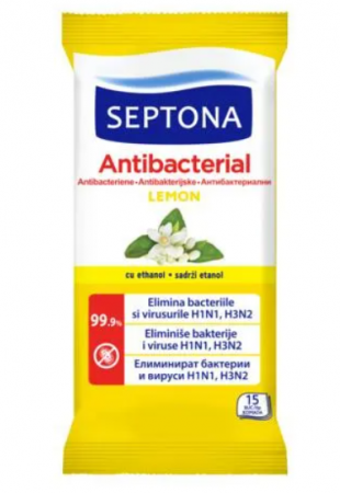 Casa, Gradina & Bricolaj - Servetele umede antibacteriene Septona, aroma de lamaie, 15 buc