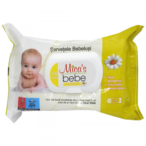 Curatenie & Intretinere - Servetele Umede Micas Bebelusi Cu Capac Musetel, 108 buc