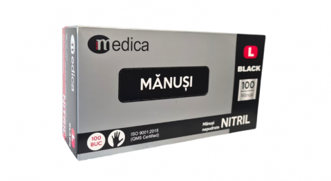 Casa, Gradina & Bricolaj - Set 100 Manusi Medica nitril L, negre-Oti