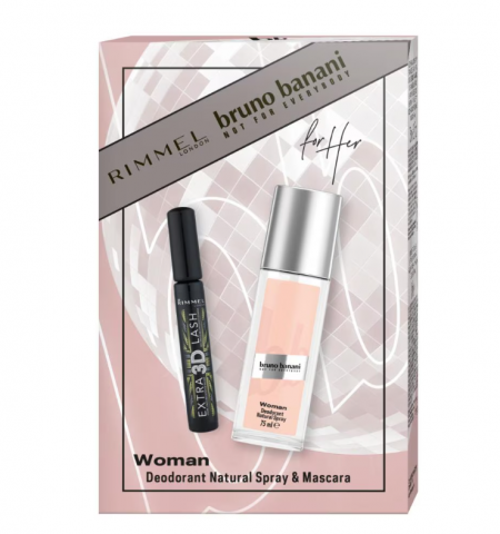 Deodorante si Antiperspirante - Set cadou Bruno Banani Woman: Deodorant natural spray, 75 ml + Mascara Rimmel Extra 3D Lash