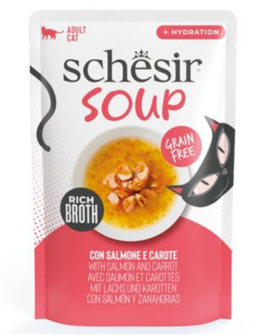 Hrana - Supa la plic pentru pisici Schesir cu somon si morcov, 1x 40 gr