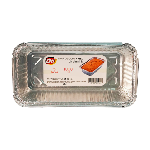 Vesela unica folosinta - Tava din aluminiu Oti pentru copt cozonac 1000 ml, 5 buc./set