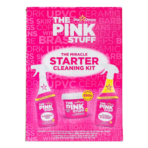 Solutii suprafete bucatarie - The Pink Stuff Kit Curatenie (Spuma Baie 850g, Pasta de Curatat 850ml, Solutie Multisuprafete 850ml)