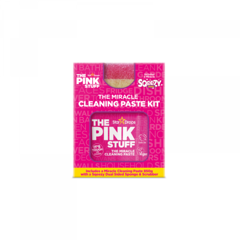 Casa, Gradina & Bricolaj - The Pink Stuff Miracle Cleaning Kit – Pasta de curatare 850g + burete dublu SQEEZY