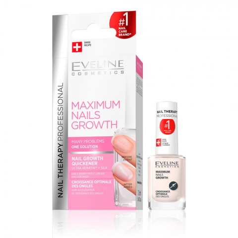 Dizolvante si tratamente pentru unghii - Tratament profesional pentru cresterea unghiilor, Eveline Cosmetics, Maximum Nails Growth, 12 ml