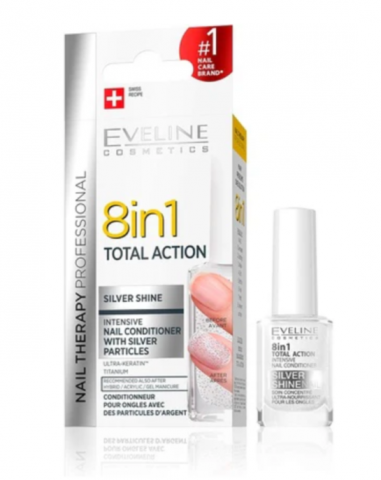 Dizolvante si tratamente pentru unghii - Tratament unghii, Eveline Cosmetics Silver Shine 8 in 1, 12 ml