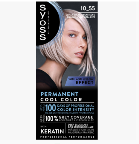 Vopsea de par si oxidant - Vopsea de par permanenta Cool and Ashy, 10-55 blond platinat ultra rece, 115 ml