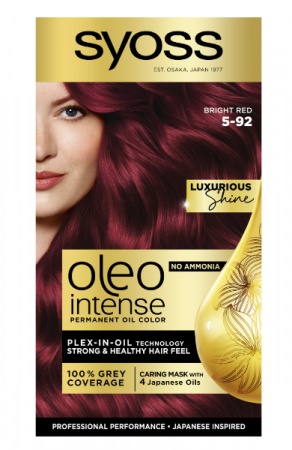 Vopsea de par si oxidant - Vopsea de par permanenta fara amoniac Syoss Color Oleo Intense 5-92 Roscat Luminos, 115 ml