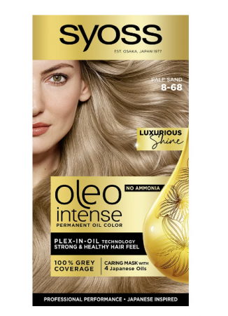 Vopsea de par si oxidant - Vopsea de par permanenta fara amoniac Syoss Color Oleo Intense 8-68 Blond deschis nisipiu,115 ml