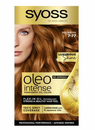 Vopsea de par si oxidant - Vopsea de par permanenta fara amoniac Syoss Oleo Intense 7-77 Rosu Ghimbir,115 ml