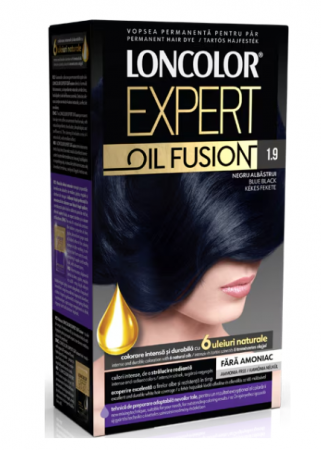 Vopsea de par si oxidant - Vopsea de par permanenta Loncolor Expert Oil Fusion 1.9 Negru Albastrui, 100 ml