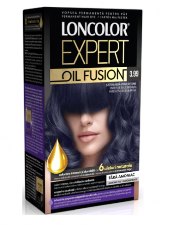 Vopsea de par si oxidant - Vopsea de par permanenta Loncolor Expert Oil Fusion 3.99 Saten Albastrui Intens,100 ml