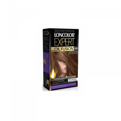 Vopsea de par si oxidant - Vopsea de par permanenta Loncolor Expert Oil Fusion 5.53 Saten Auriu Deschis, 100 ml