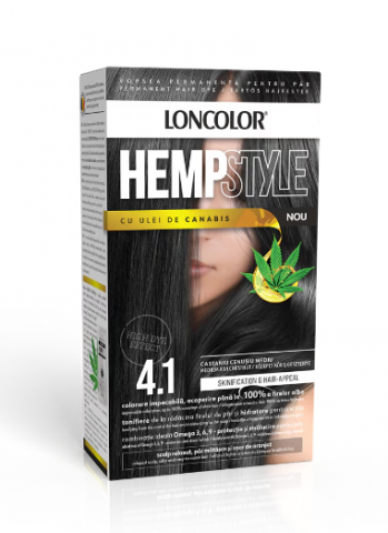 Vopsea de par si oxidant - Vopsea de par permanenta Loncolor HempStyle 4.1 Castaniu Cenusiu Mediu,100 ml