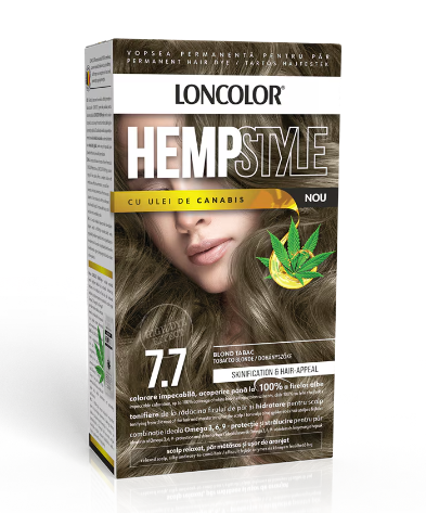 Vopsea de par si oxidant - Vopsea de par permanenta Loncolor HempStyle 7.7 Blond Tabac,100 ml