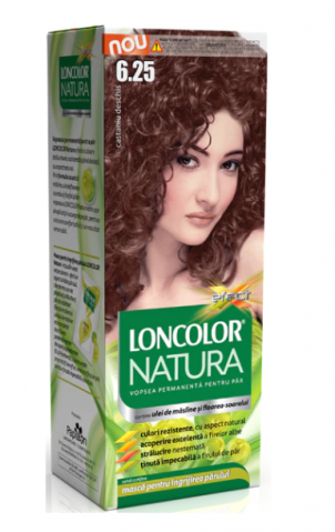 Vopsea de par si oxidant - Vopsea de par permanenta Loncolor Natura 6.25 Castaniu Deschis, 100 ml