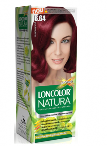 Vopsea de par si oxidant - Vopsea de par permanenta Loncolor Natura 6.64 Rosu burgund,100 ml