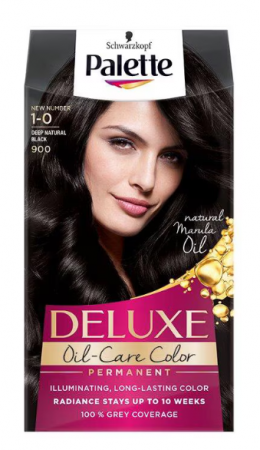 Vopsea de par si oxidant - Vopsea de par permanenta Palette Deluxe 900 Negru Natural,130 ml