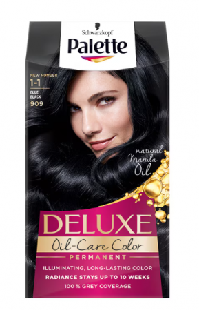 Vopsea de par si oxidant - Vopsea de par permanenta Palette Deluxe 909 Blue Black,130 ml