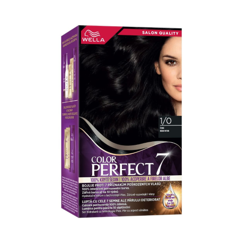 Ingrijire Par - Vopsea de par Wella Color Perfect 7,  Negru Intens 1/0 , 135 ml