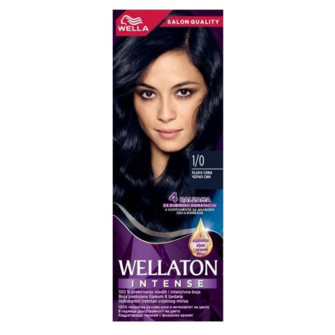 Ingrijire Par - Vopsea de par Wella, Wellaton Intense, 1/0, Negru Albastrui, 110 ml