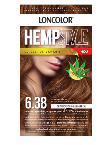 Vopsea de par si oxidant - Vopsea permanenta pentru par Loncolor HempStyle,Nr 6.38 Caramel Sarat,100 ml