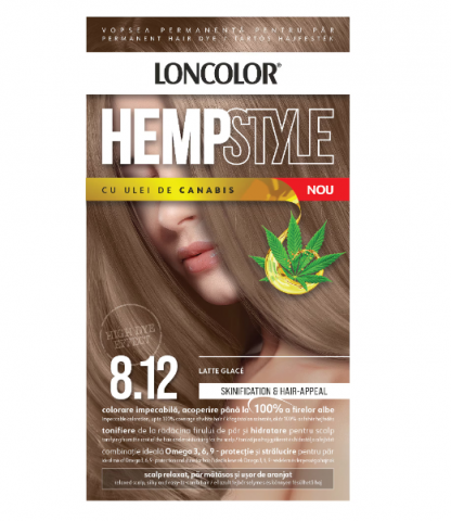 Vopsea de par si oxidant - Vopsea permanenta pentru par Loncolor HempStyle Nr 8.12 Latte Glace,100 ml