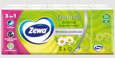 Servetele nazale de hartie - Servetele nazale Zewa Deluxe Camomile 10 pachete