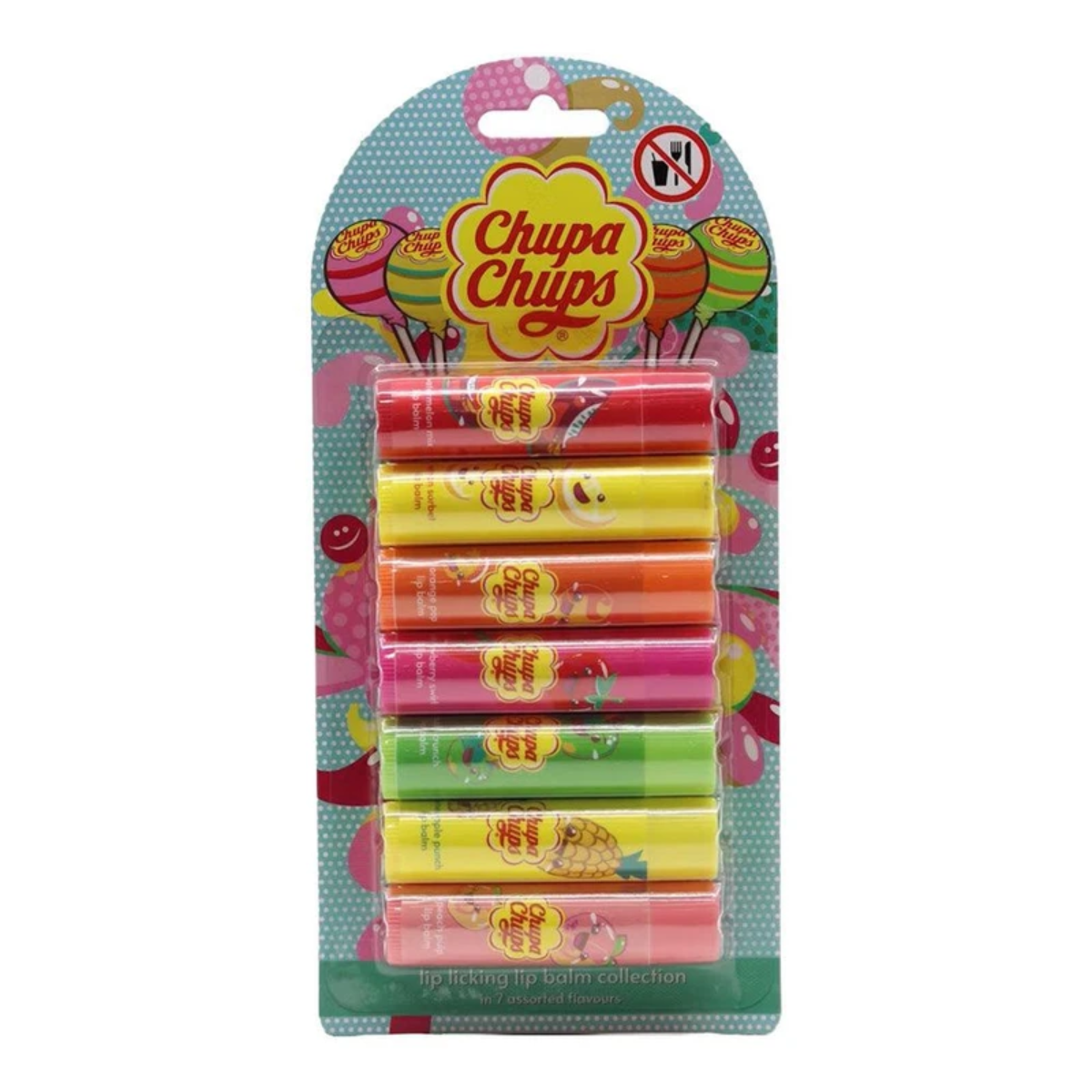Luciu si balsam de buze - Set balsam de buze, Chupa Chups, diferite arome fructate, 7 buc