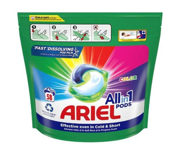 Curatenie & Intretinere - Detergent capsule pentru rufe Ariel All in One PODS Color, 58 spalari