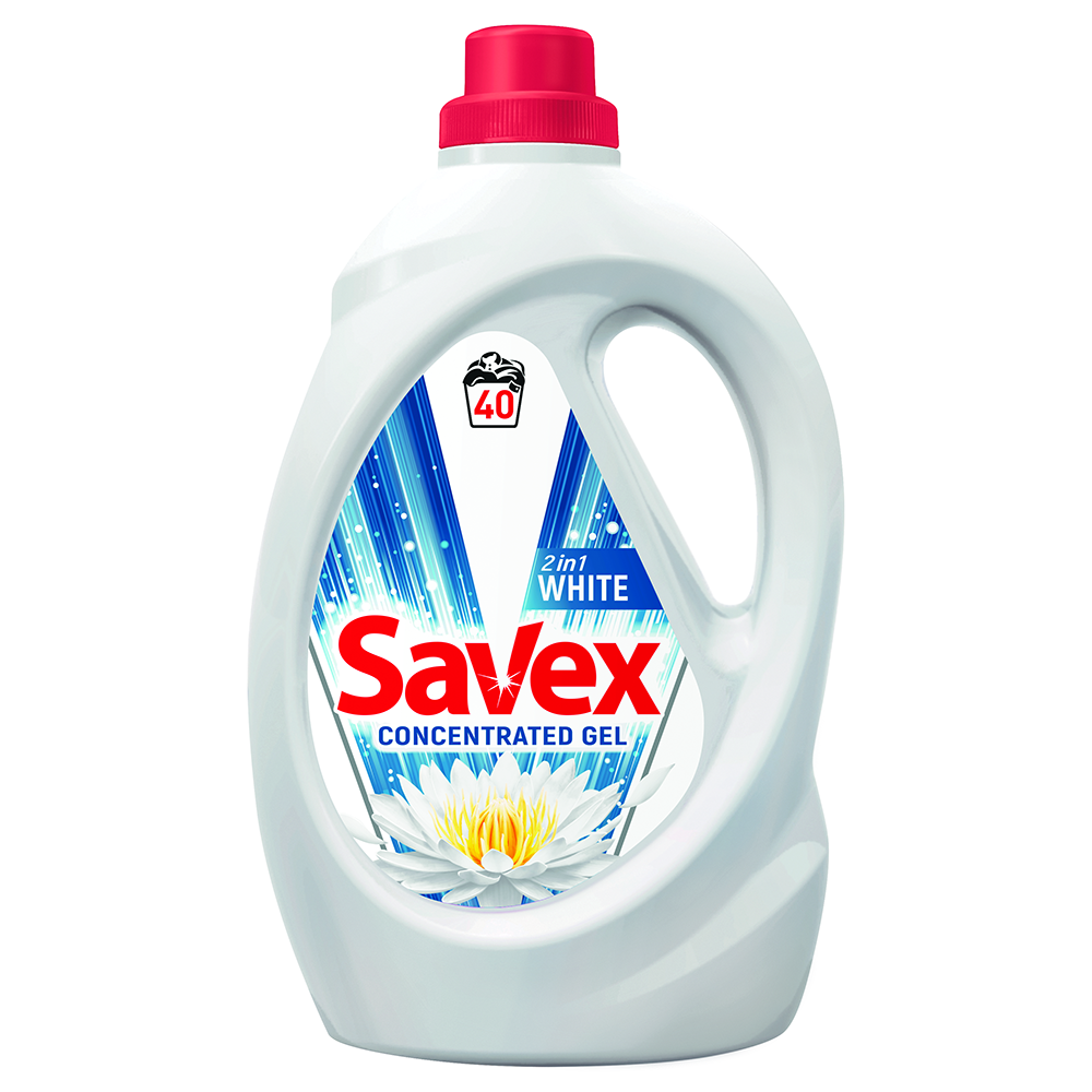 Detergenti de Rufe - Detergent lichid SAVEX 2IN1 WHITE, 40 spalari, 2,2Ll
