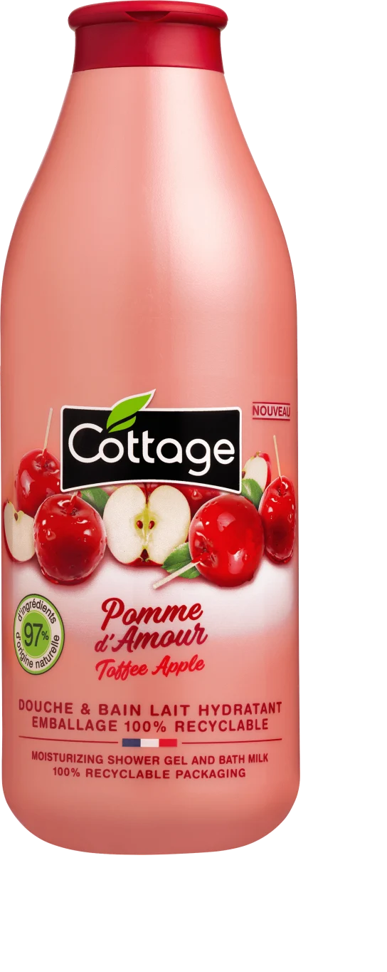 Ingrijire Personala & Cosmetice - Gel de Dus si Lapte de Baie Cottage Pomme de Amour, cu Mar Caramelizat, 750 ml