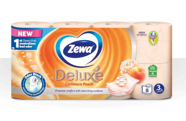 Hartie igienica Zewa Deluxe Cashmere Peach, 3 straturi, 8 role