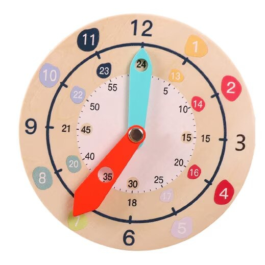 Jucarii, Copii & Bebe - Joc educativ din lemn, Montessori, Invata sa citesti ceasul, 3 ani+