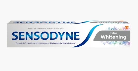 Igiena Dentara - Pasta de dinti Sensodyne Extra Whitening, pentru dinti sensibili, 100 ml