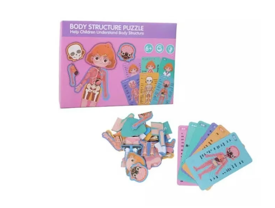 Jucarii, Copii & Bebe - Puzzle din lemn, Invat si Descopar Structura Corpului Uman