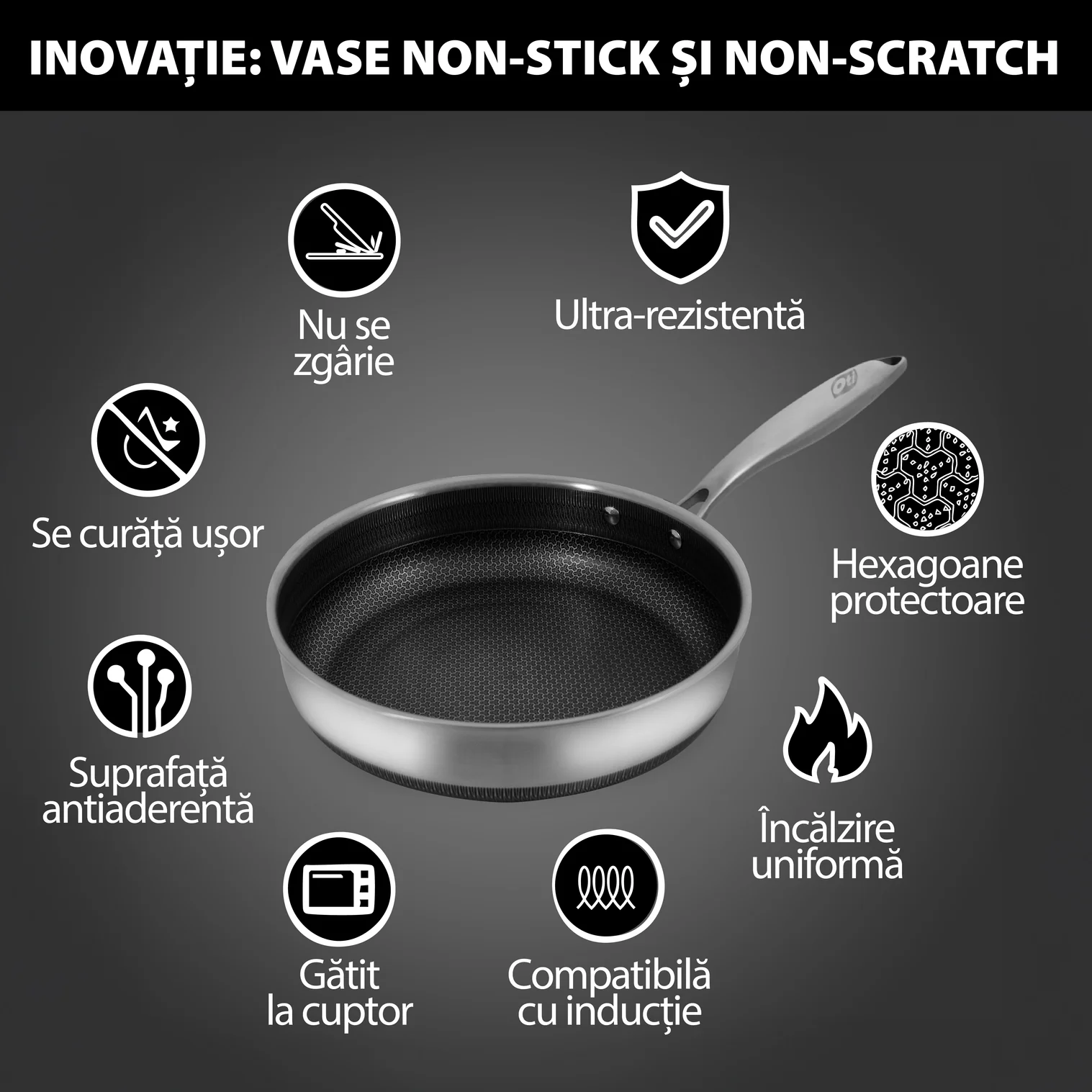 Tigaie adanca Hexa Magic, OTI, inox, 28 cm [1]