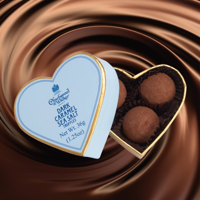 Trufe de ciocolata neagra cu caramel sarat 36G - Inima albastra [1]