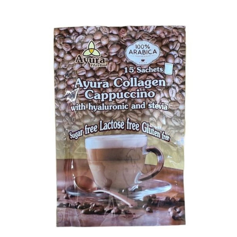 Cafea - Cappuccino instant  Ayura cu Collagen, Hyaluron si Stevie, 15 pliculete