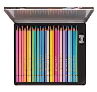 Creioane Colorate 24 CULORI PASTEL in cutie metalica - DACO [1]