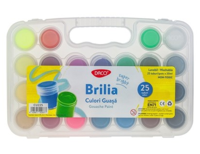 Acuarele si Seturi pictura - Culori Guasa 25 culori 20 ml Brilia - DACO