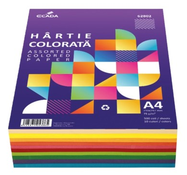 Hartie speciala - Hartie colorata A4 75 g/mp 500 coli 10 culori - DACO