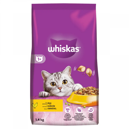 Hrana pentru pisici, Whiskas, Aroma de pui, 1.4 kg