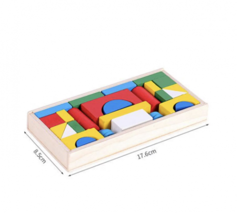 Joc cuburi constructii 26 de piese din lemn, 3 ani+ [1]