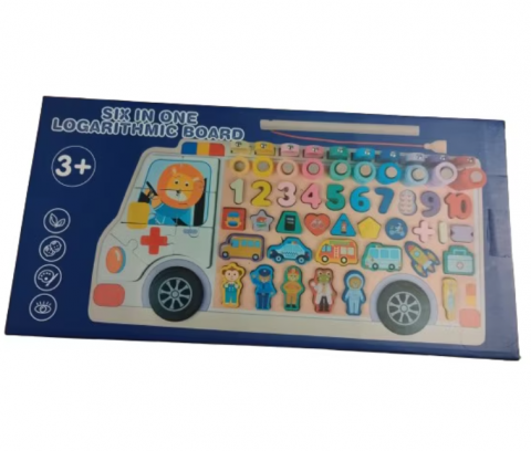 Joc logaritmic cu multiple activitati, Placa Montessori 6 in 1 in Forma de salvare [1]
