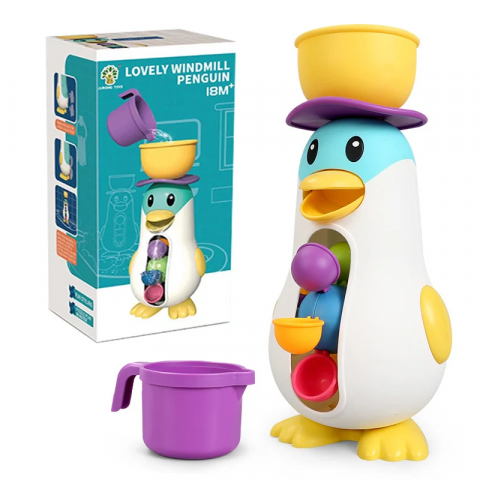 Jucarii interactive - Jucarie de baie bebelusi, interactiva, multicolora, Moara de apa Pinguin - Ileana Prodexim