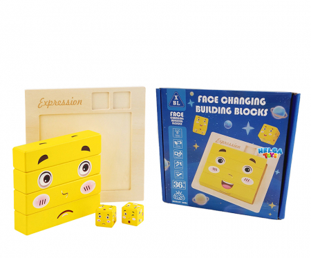 Puzzle cuburi lemn Emotii-Galben  - Ileana Prodexim [0]