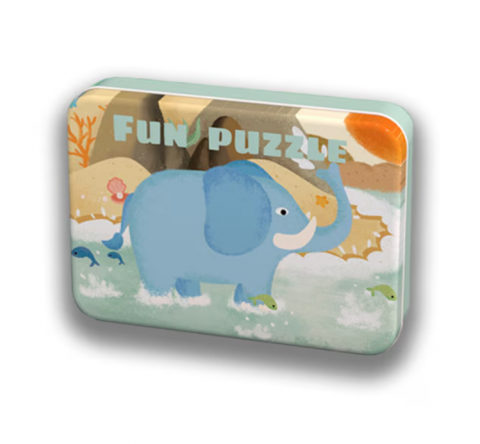 Puzzle-uri - Puzzle Din Lemn In Cutie Metalica: Animale Jungla - Ileana Prodexim