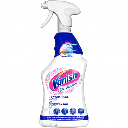 Indepartare Pete - Spray pentru indepartarea petelor, fara clor, Vanish Oxi Action White pentru haine albe, 500ml